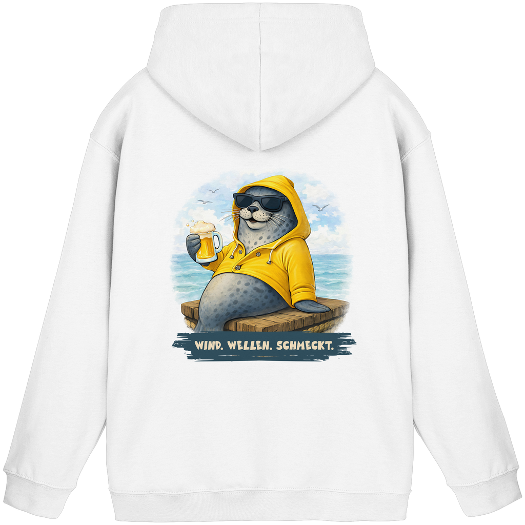 Robbe mit Bier. Wind. Wellen. Schmeckt. - Basic Unisex Hoodie