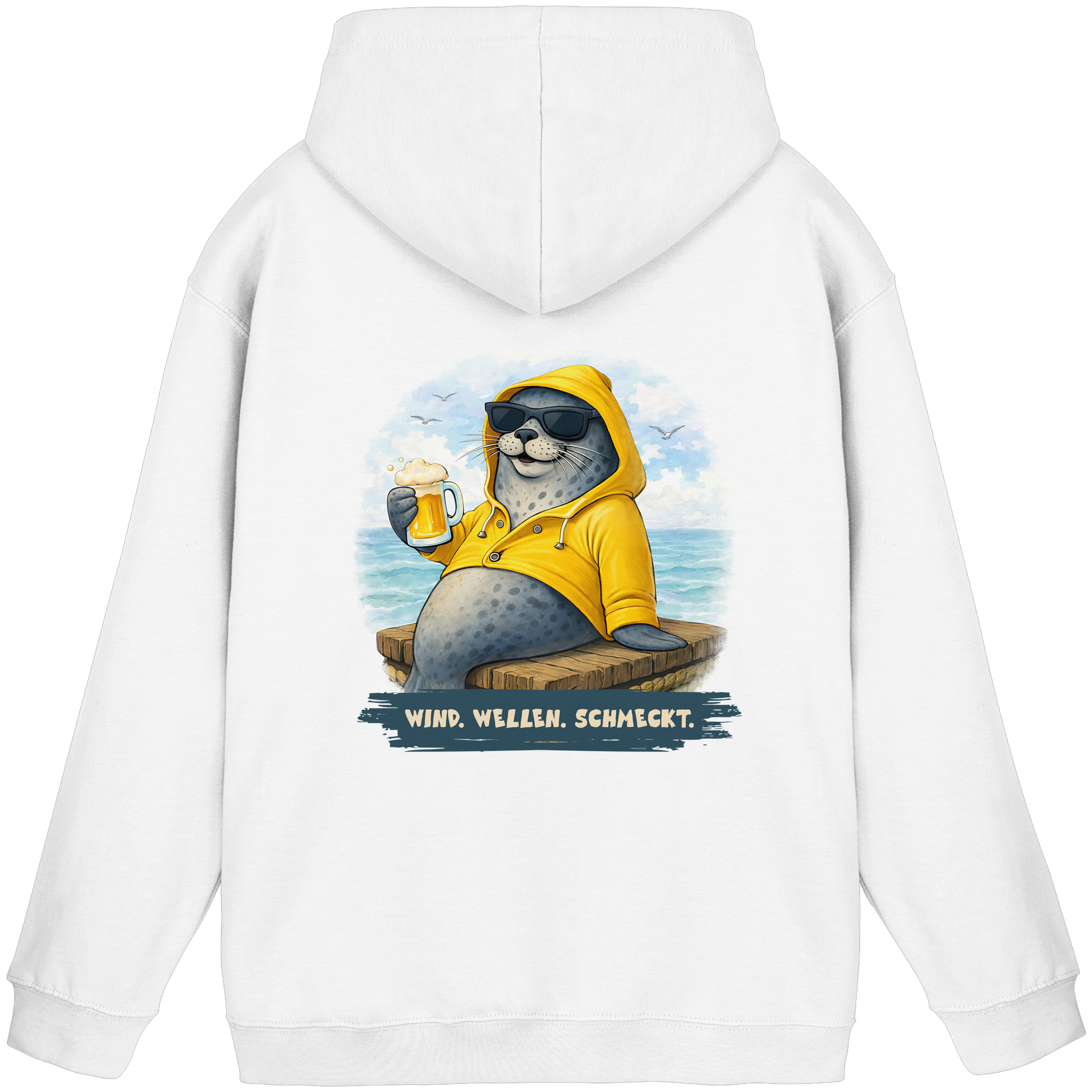 Robbe mit Bier. Wind. Wellen. Schmeckt. - Basic Unisex Hoodie