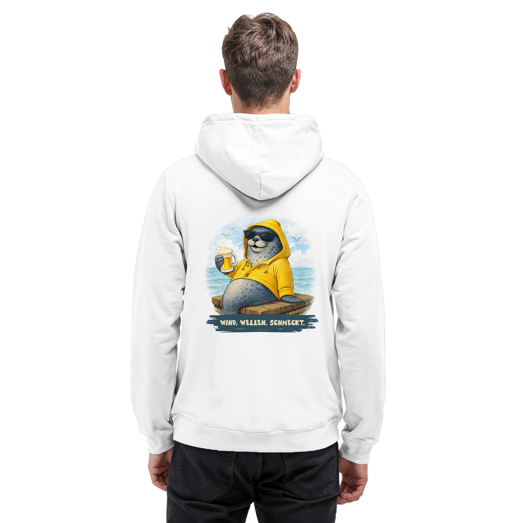 Robbe mit Bier. Wind. Wellen. Schmeckt. - Basic Unisex Hoodie