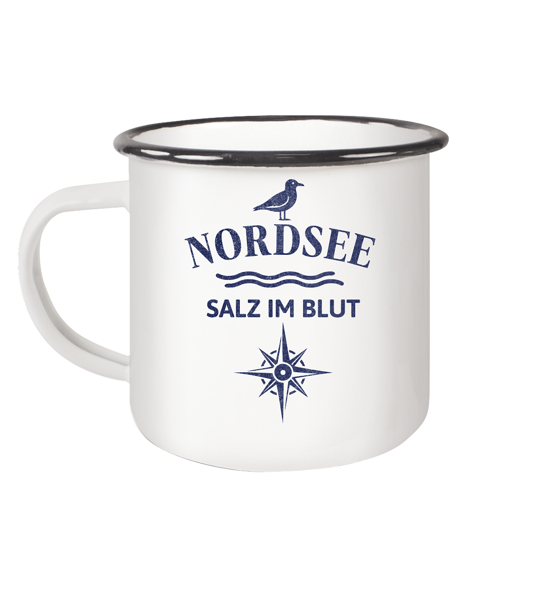 Nordsee - Salz im Blut - Emaille Tasse (Black)