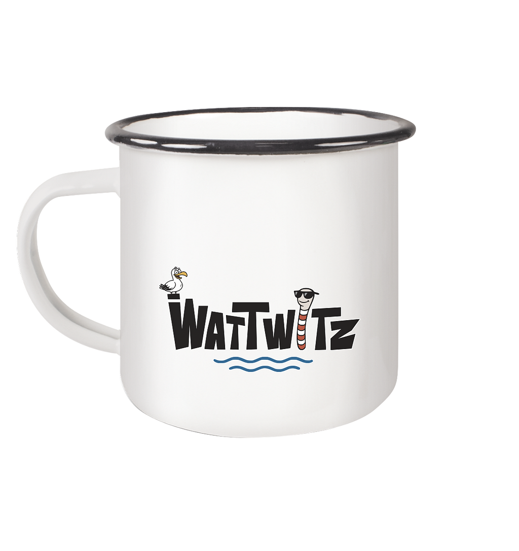 Watt Vibes, dreckig, ehrlich, nordisch - Emaille Tasse (Black)