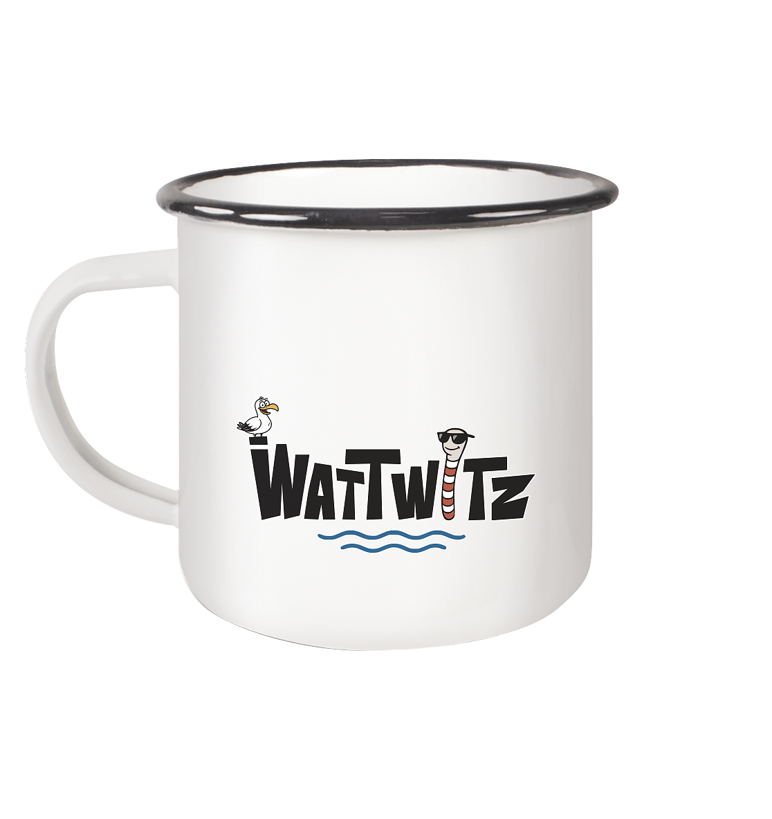 Watt Vibes, dreckig, ehrlich, nordisch - Emaille Tasse (Black)