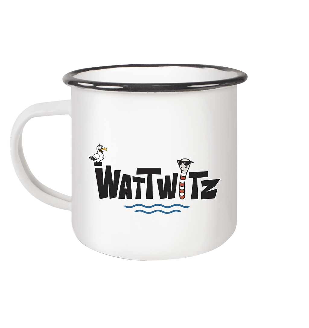 Watt will man Meer - Emaille Tasse (Black)