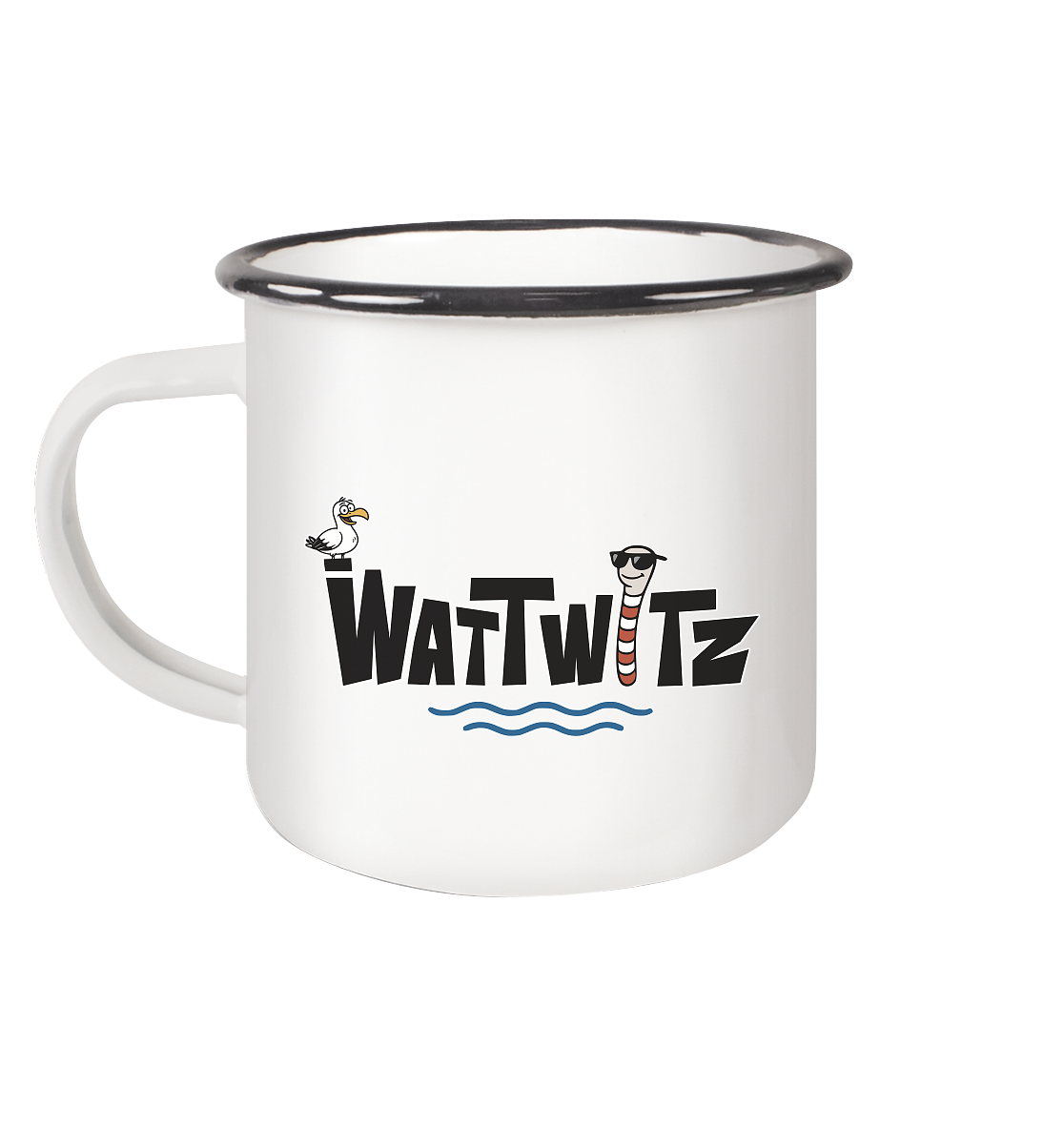 Watt will man Meer - Emaille Tasse (Black)