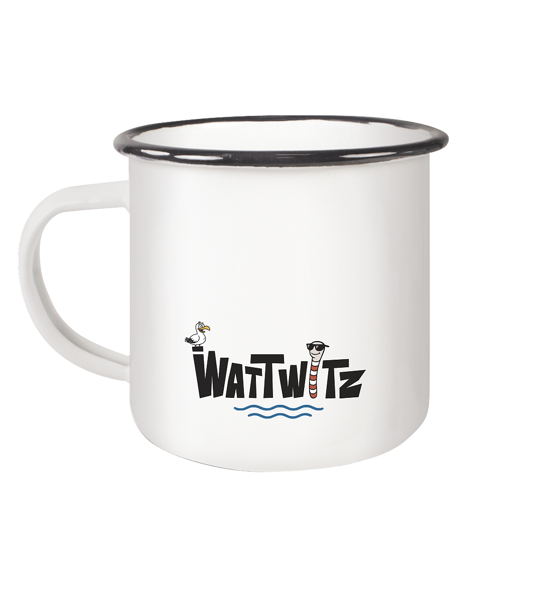 Spiekeroog Insel Silhouette MOIN - Emaille Tasse (Black)