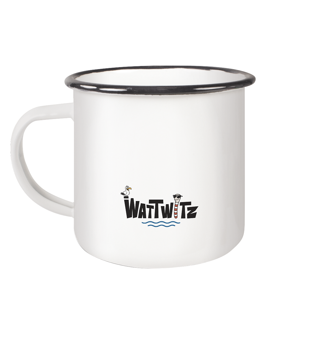 Sea Life Balance - Emaille Tasse (Black)