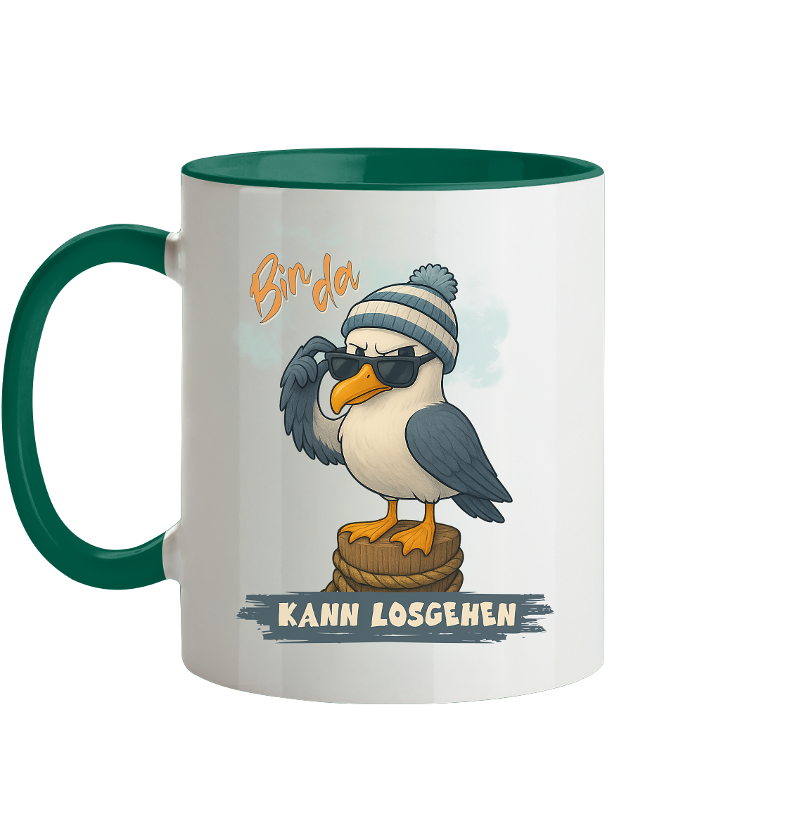 Bin da - kann losgehen - Tasse zweifarbig