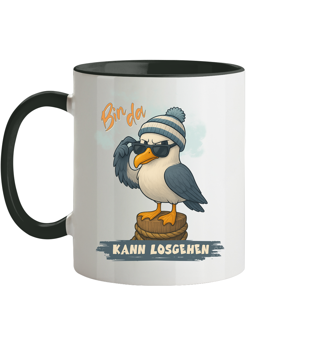 Bin da - kann losgehen - Tasse zweifarbig