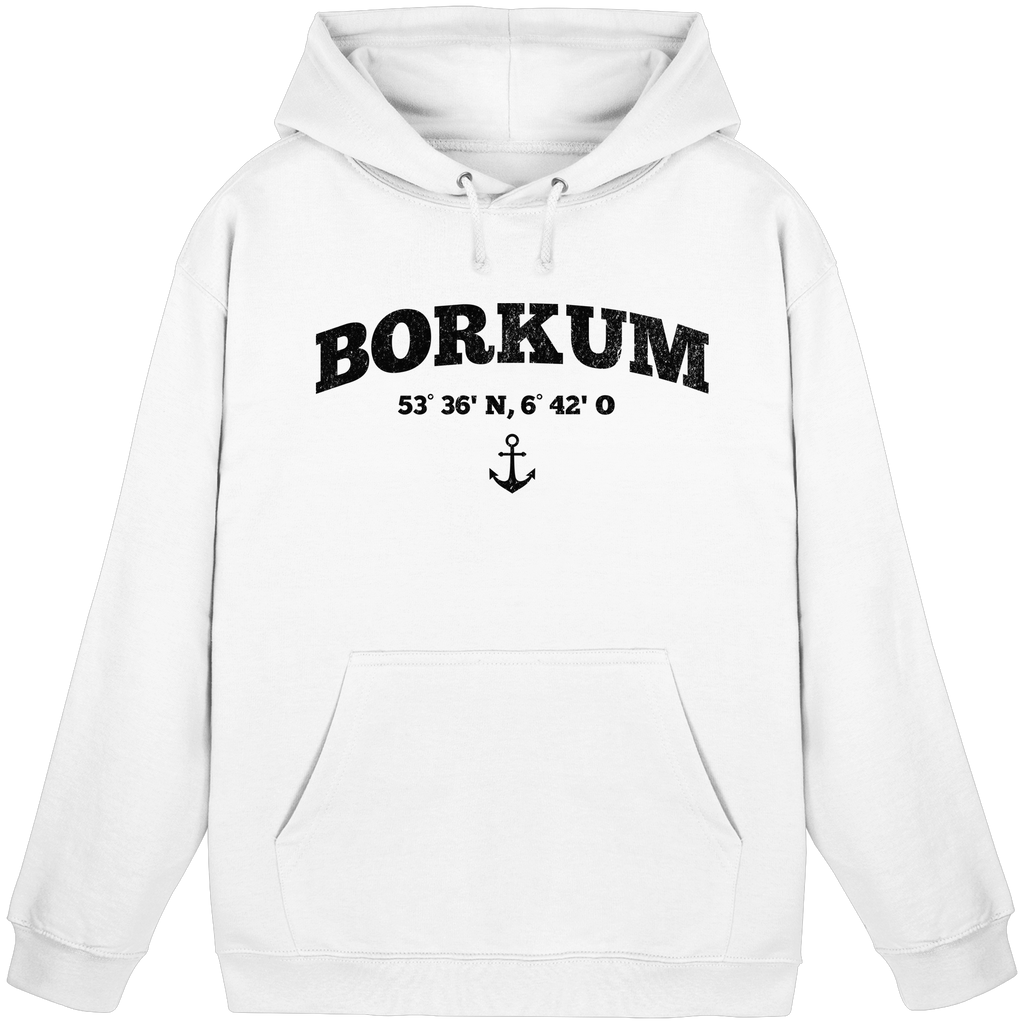 Borkum - Koordinaten und Anker - Basic Unisex Hoodie