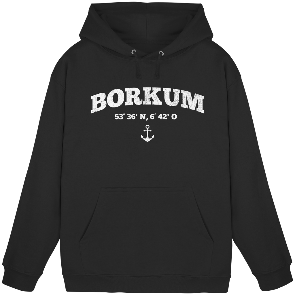 Borkum - Koordinaten und Anker - Basic Unisex Hoodie