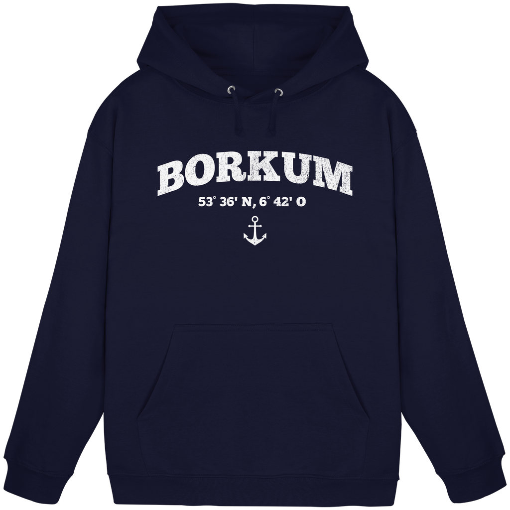 Borkum - Koordinaten und Anker - Basic Unisex Hoodie