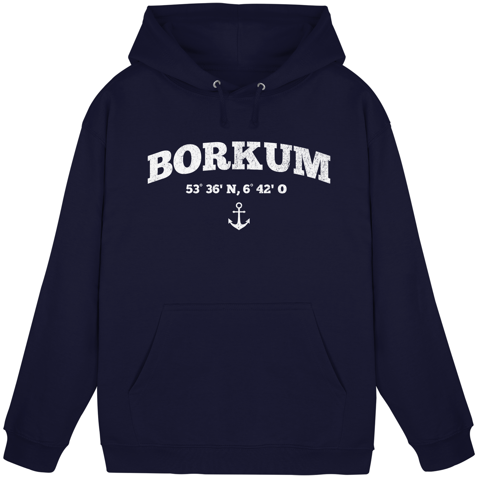 Borkum - Koordinaten und Anker - Basic Unisex Hoodie
