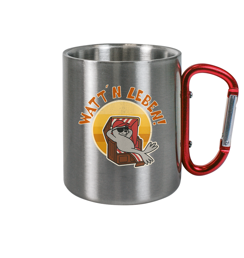 Watt´n Leben! Retro-Design Chill-Robbe im Strandkorb - Edelstahl Tasse