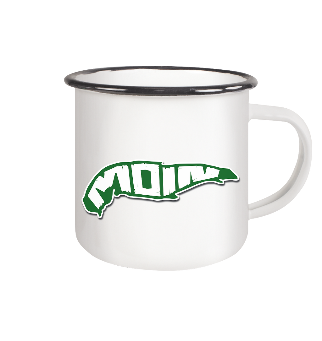 Spiekeroog Insel Silhouette MOIN - Emaille Tasse (Black)