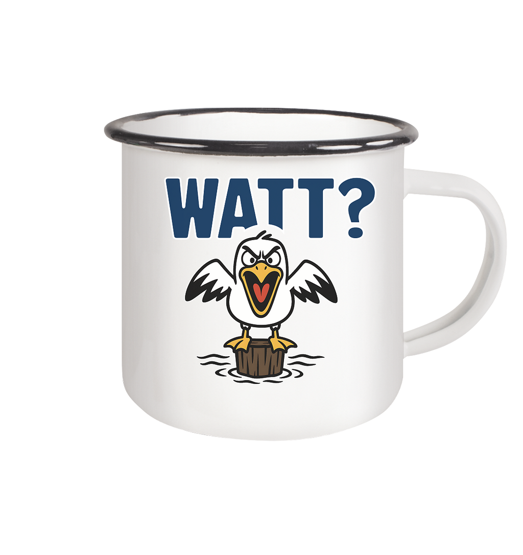 Watt? Agromöwe - Emaille Tasse (Black)
