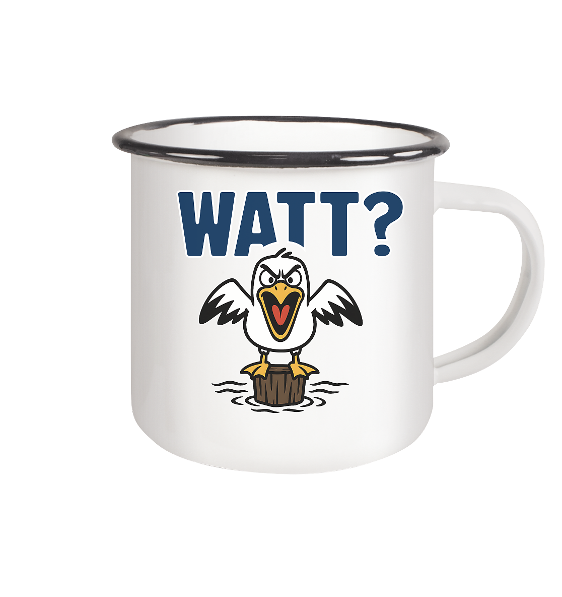 Watt? Agromöwe - Emaille Tasse (Black)