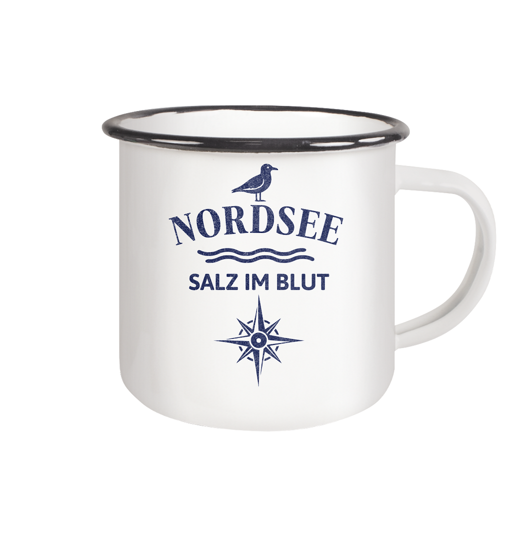 Nordsee - Salz im Blut - Emaille Tasse (Black)