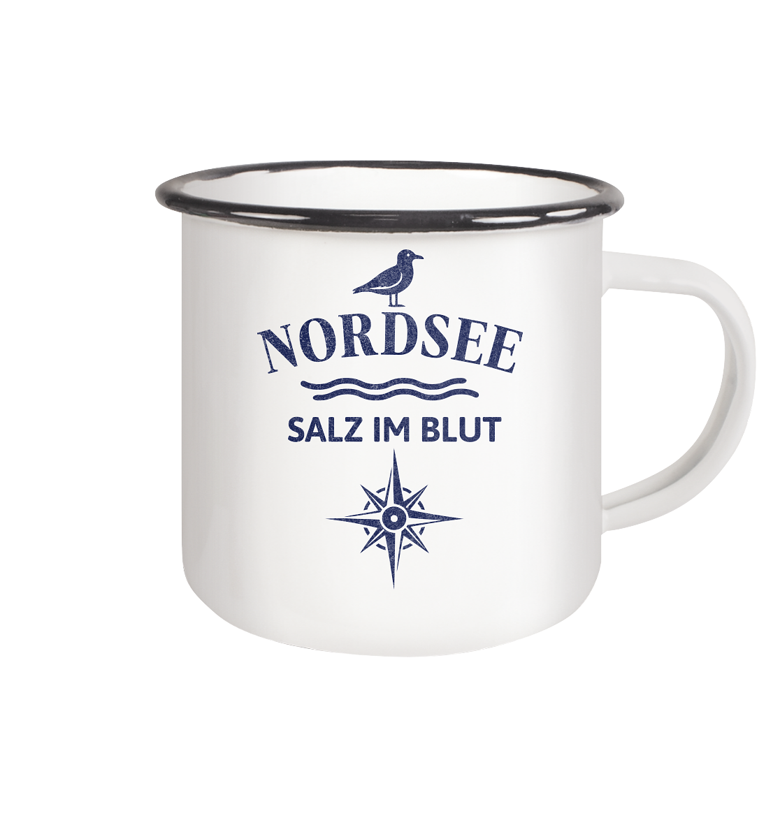 Nordsee - Salz im Blut - Emaille Tasse (Black)