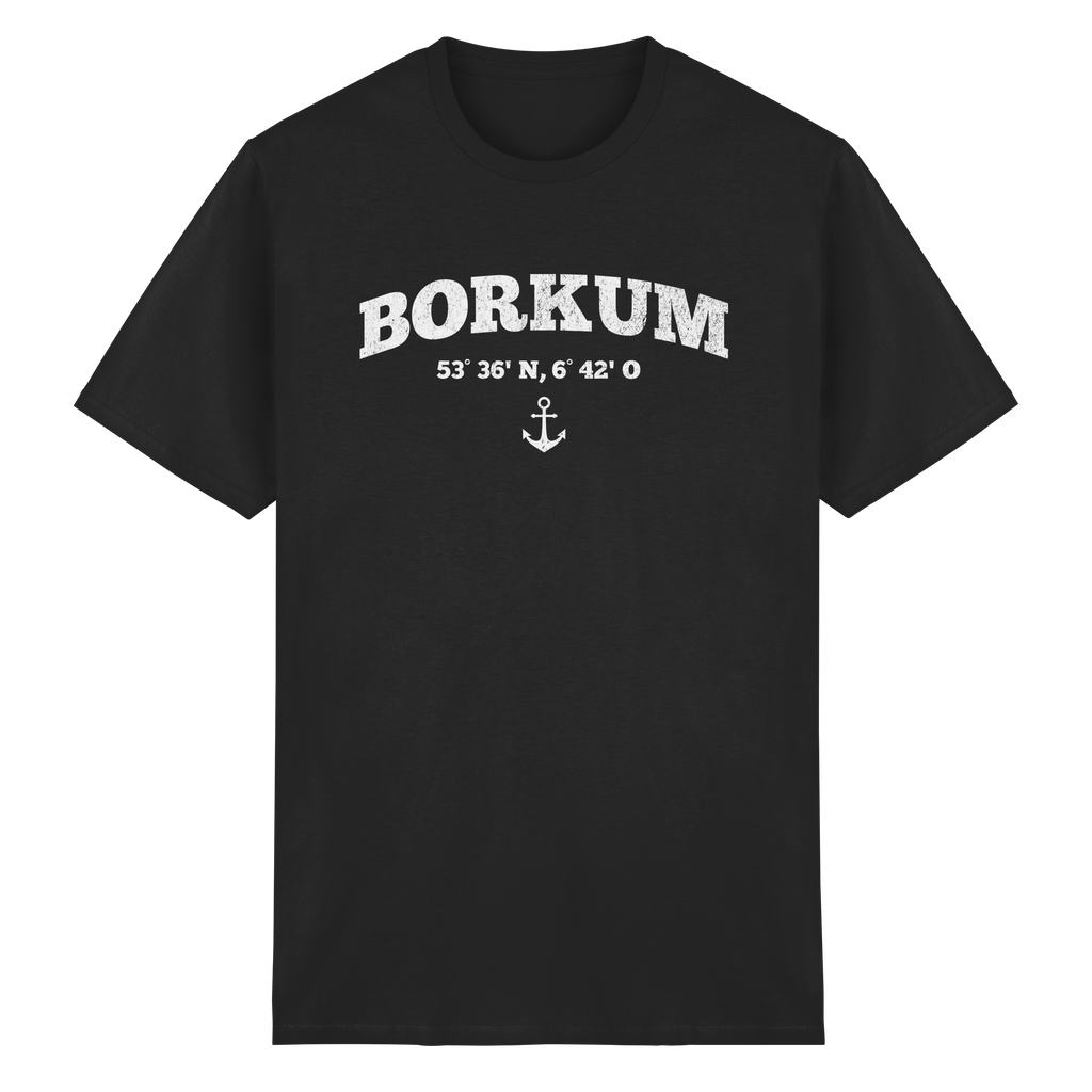 Borkum - Koordinaten und Anker - Heavy Cotton T-Shirt