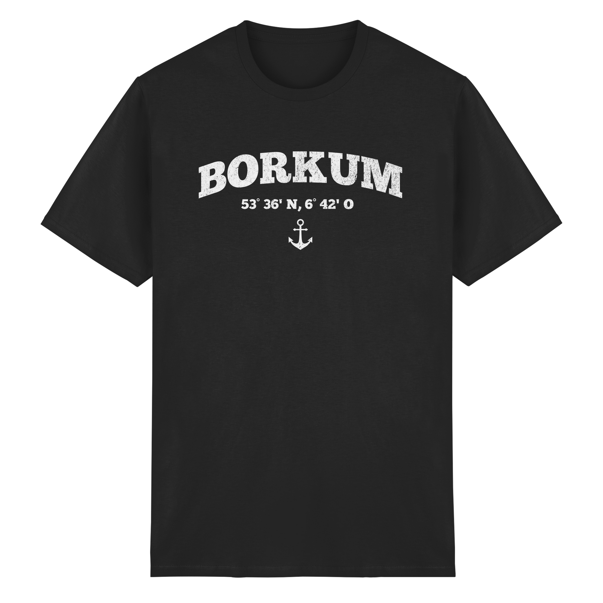 Borkum - Koordinaten und Anker - Heavy Cotton T-Shirt
