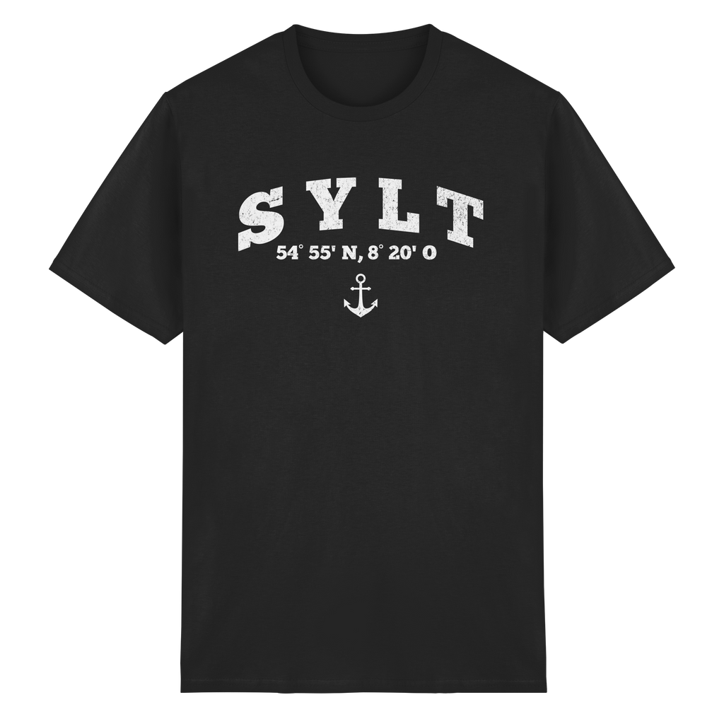 Sylt - Koordinaten und Anker - Heavy Cotton T-Shirt