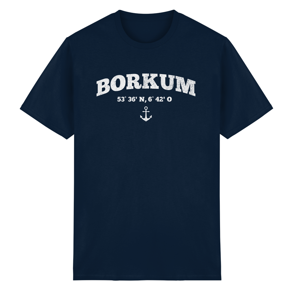 Borkum - Koordinaten und Anker - Heavy Cotton T-Shirt