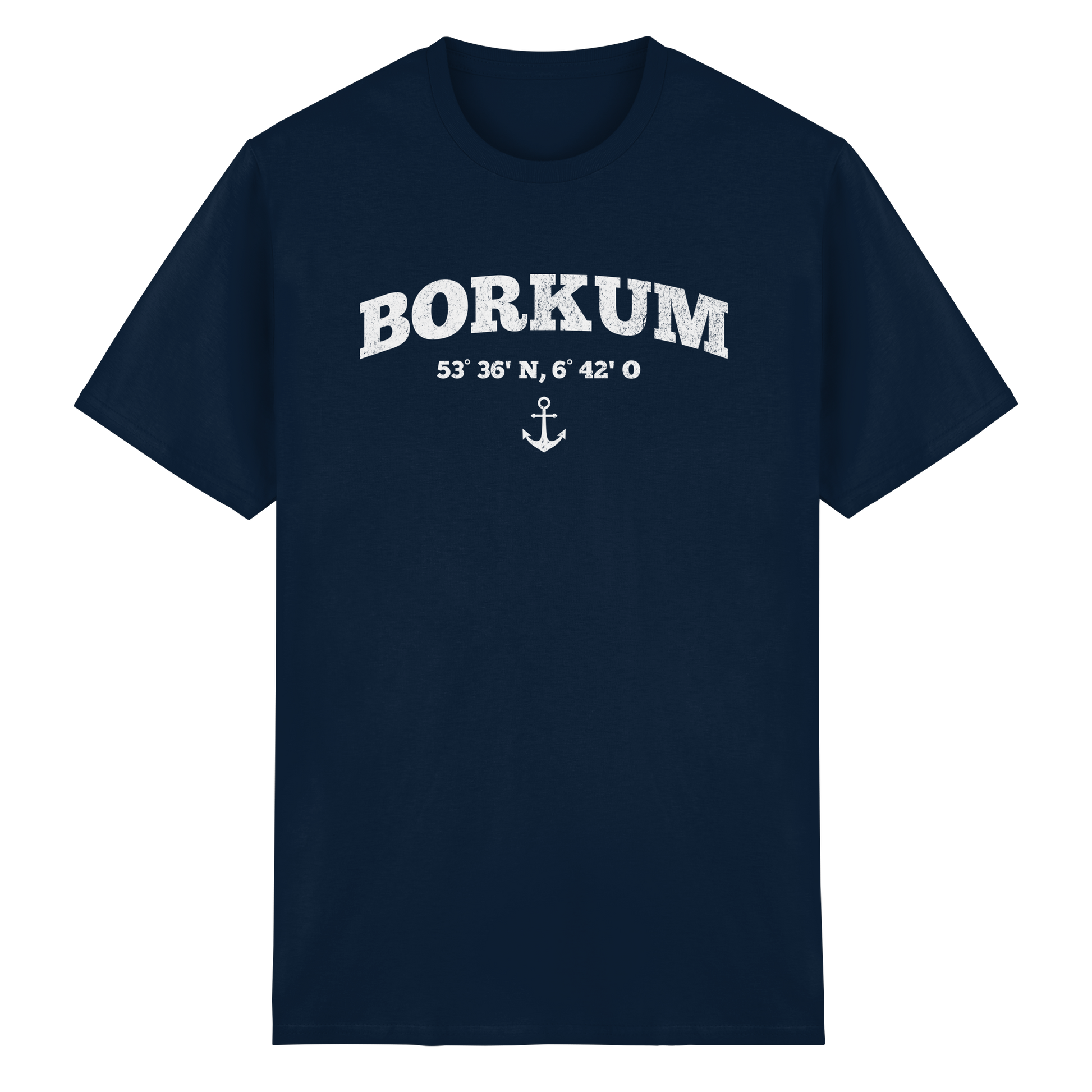 Borkum - Koordinaten und Anker - Heavy Cotton T-Shirt