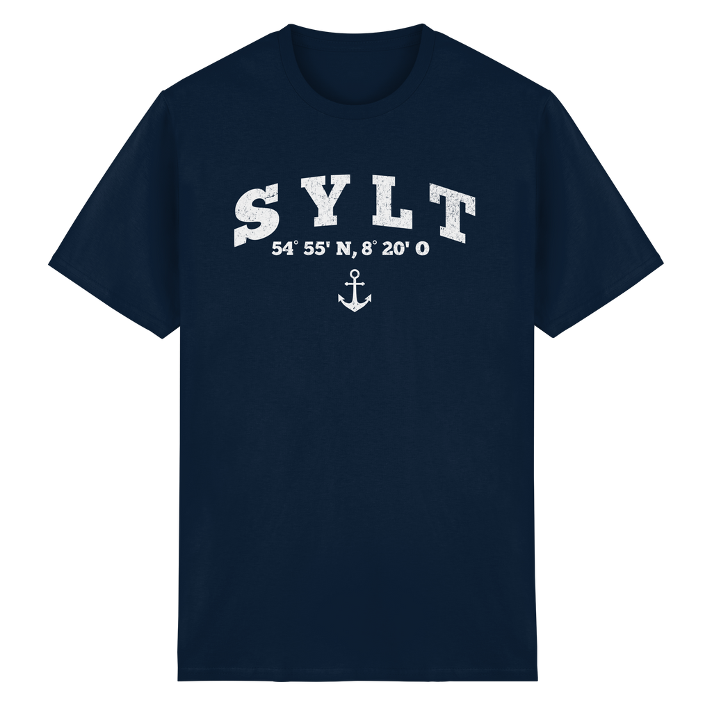 Sylt - Koordinaten und Anker - Heavy Cotton T-Shirt