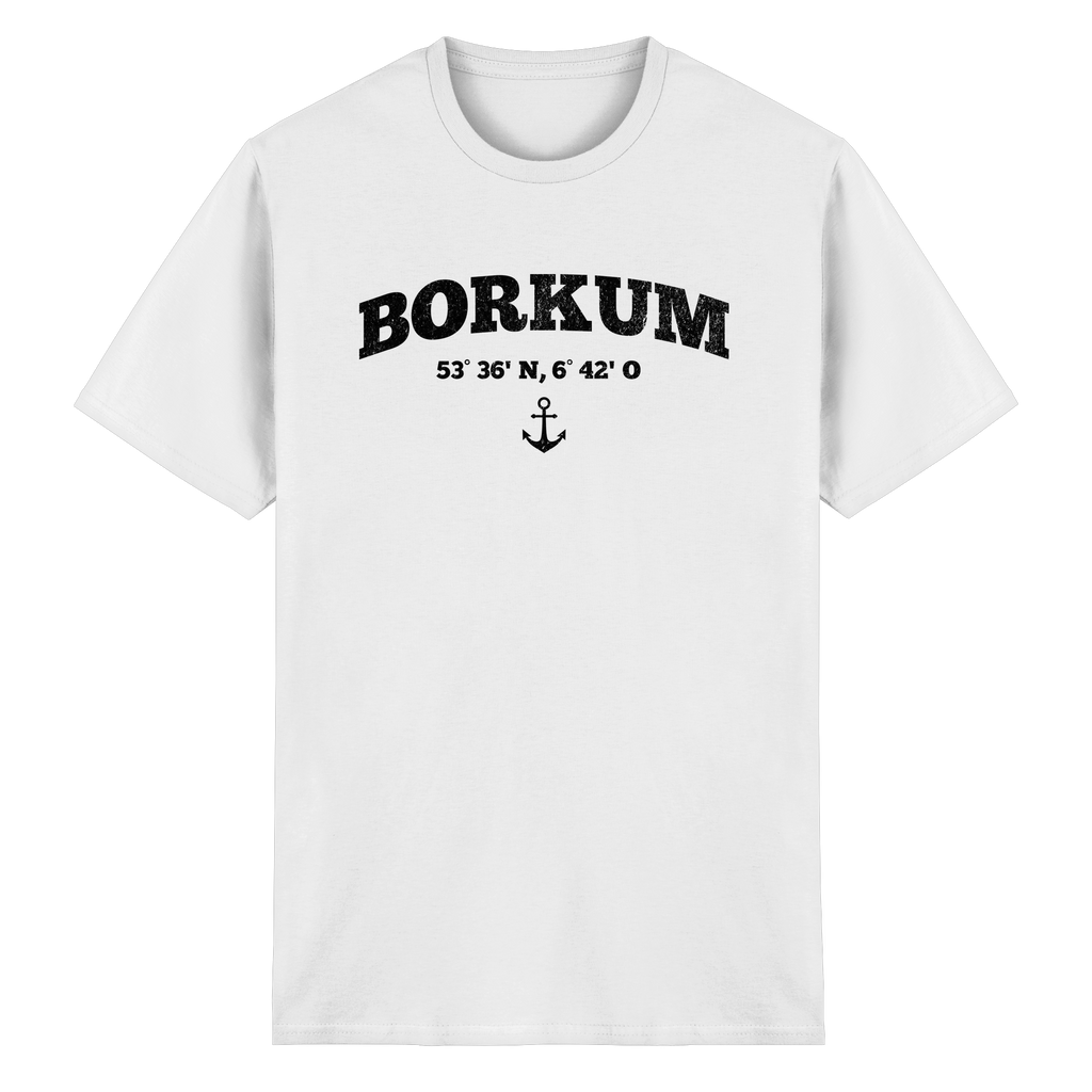 Borkum - Koordinaten und Anker - Heavy Cotton T-Shirt