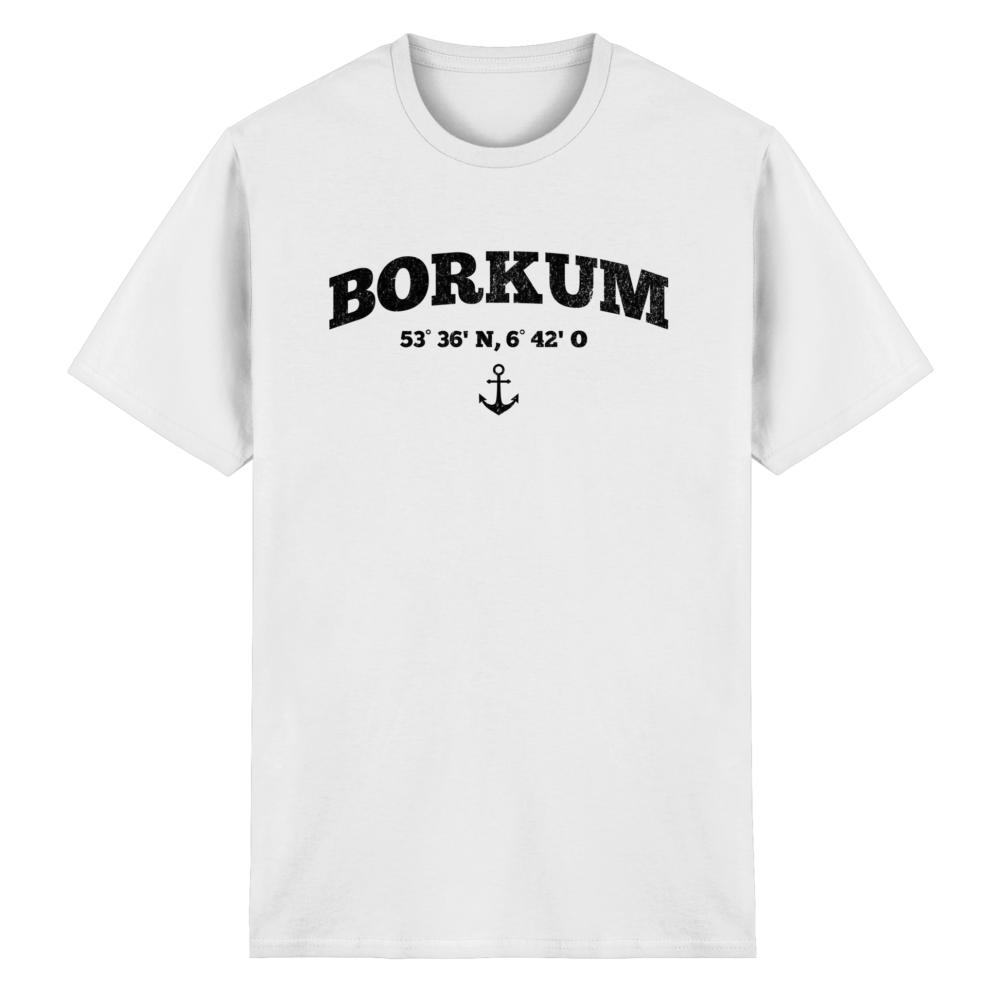 Borkum - Koordinaten und Anker - Heavy Cotton T-Shirt