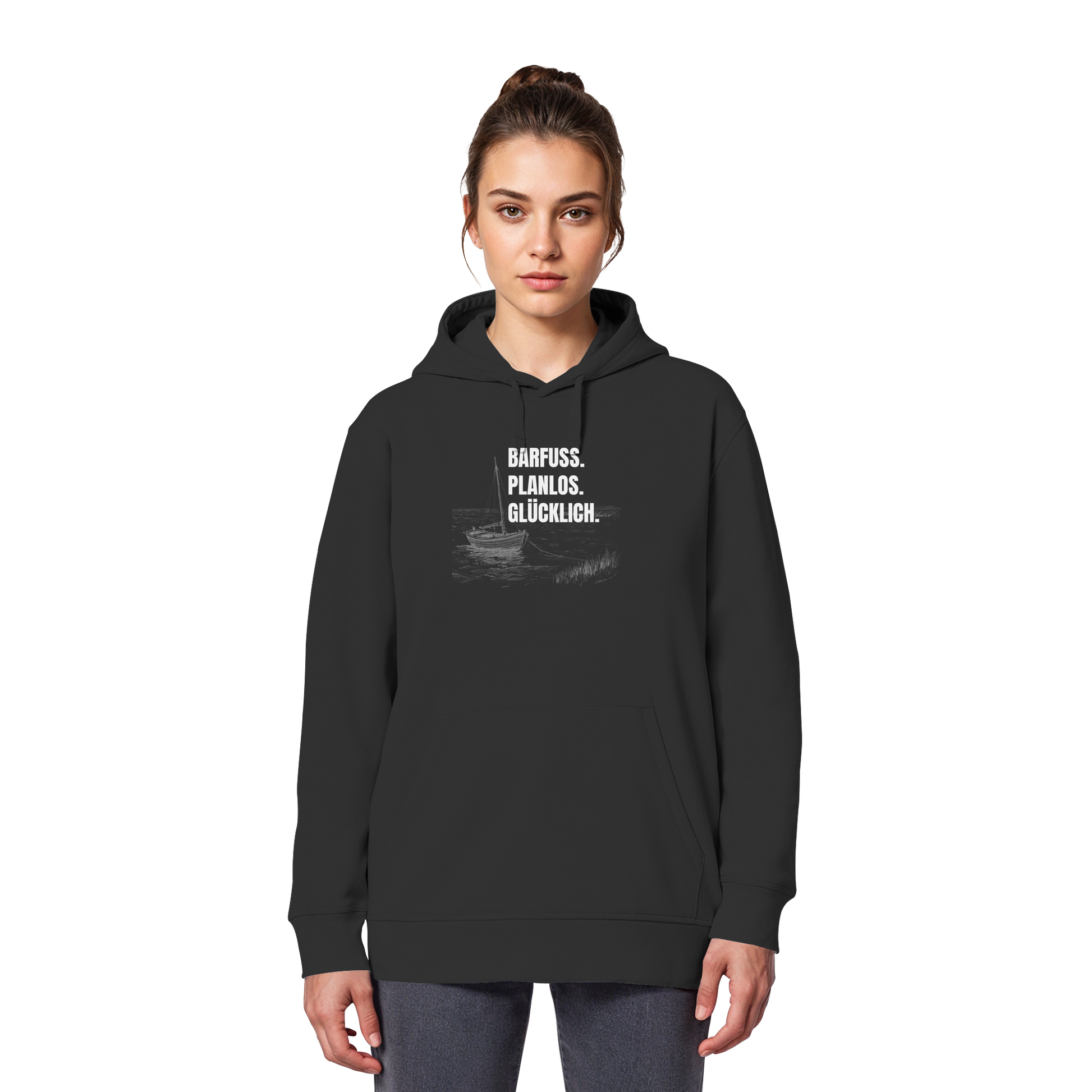Barfuss. Planlos. Glücklich. - Organic Basic Hoodie