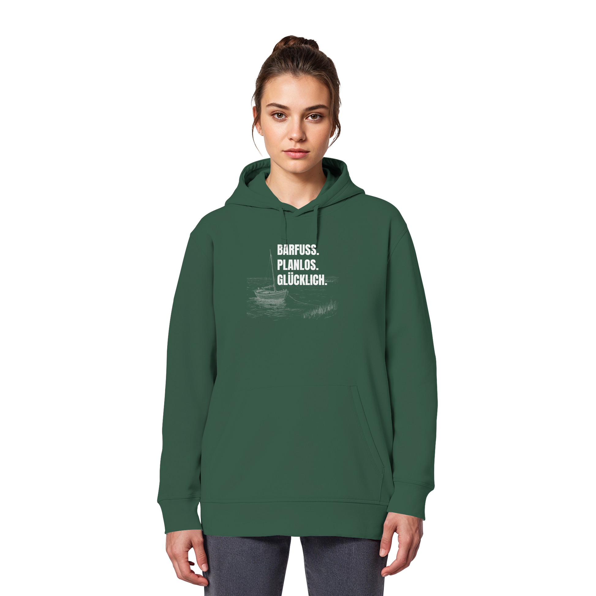 Barfuss. Planlos. Glücklich. - Organic Basic Hoodie