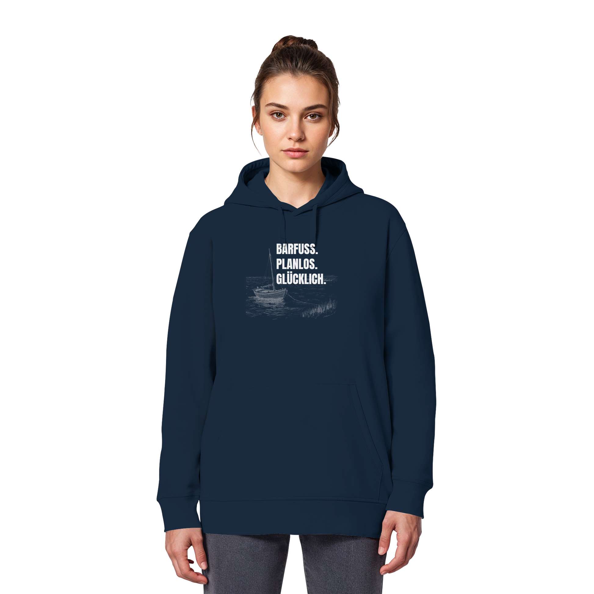 Barfuss. Planlos. Glücklich. - Organic Basic Hoodie