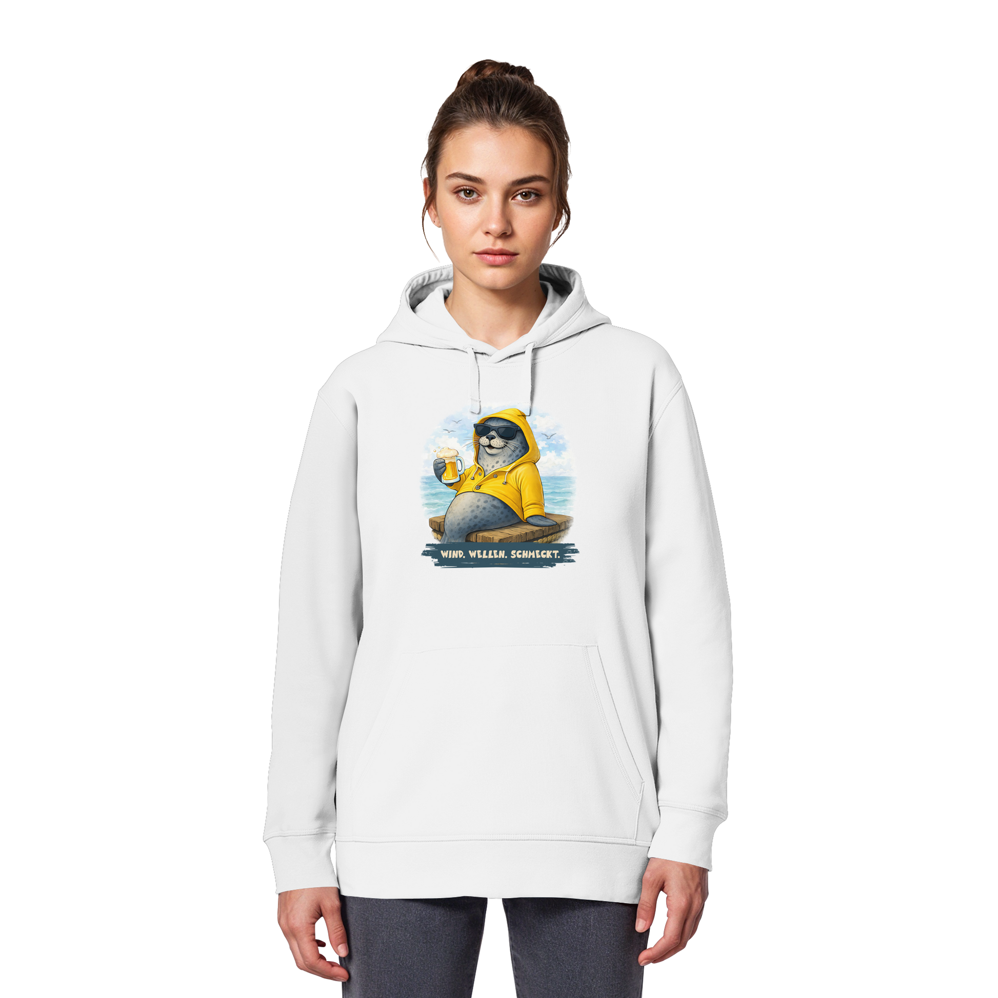Robbe chillig mit Bier - Organic Basic Hoodie