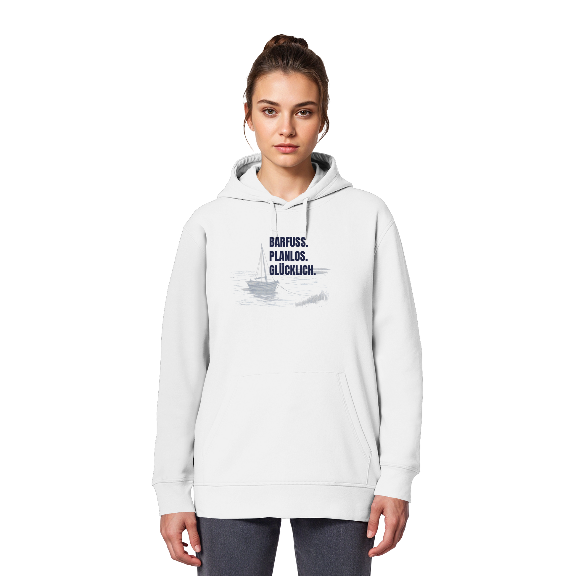Barfuss. Planlos. Glücklich. - Organic Basic Hoodie