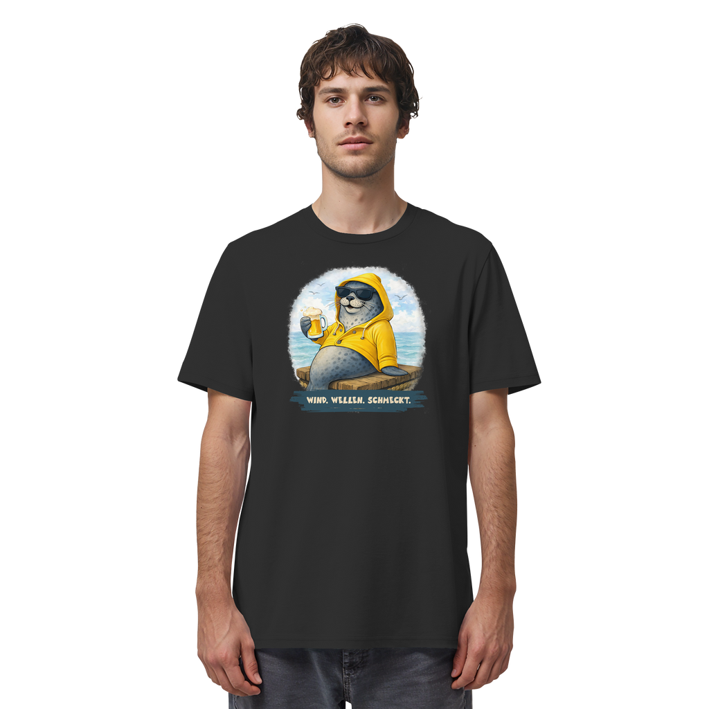 Robbe chillig mit Bier - Organic Shirt