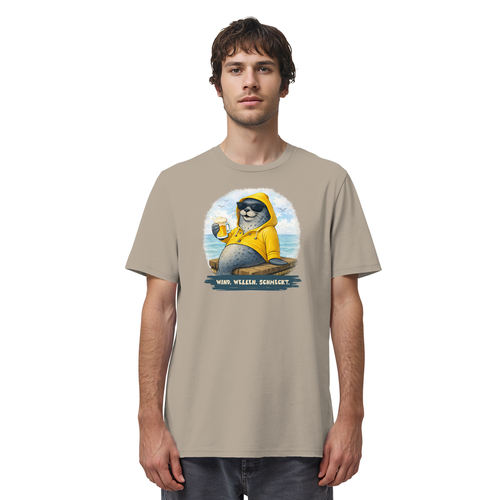 Robbe chillig mit Bier - Organic Shirt