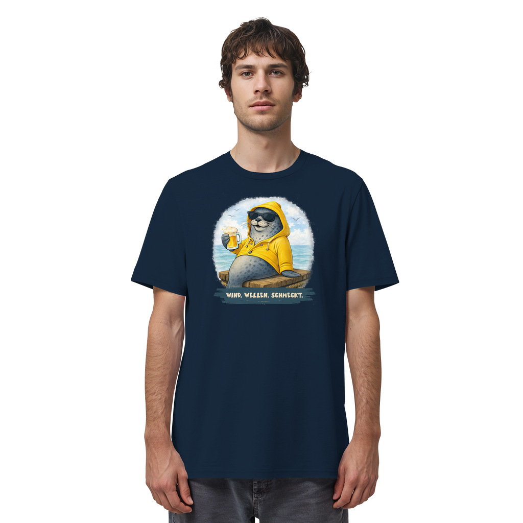 Robbe chillig mit Bier - Organic Shirt