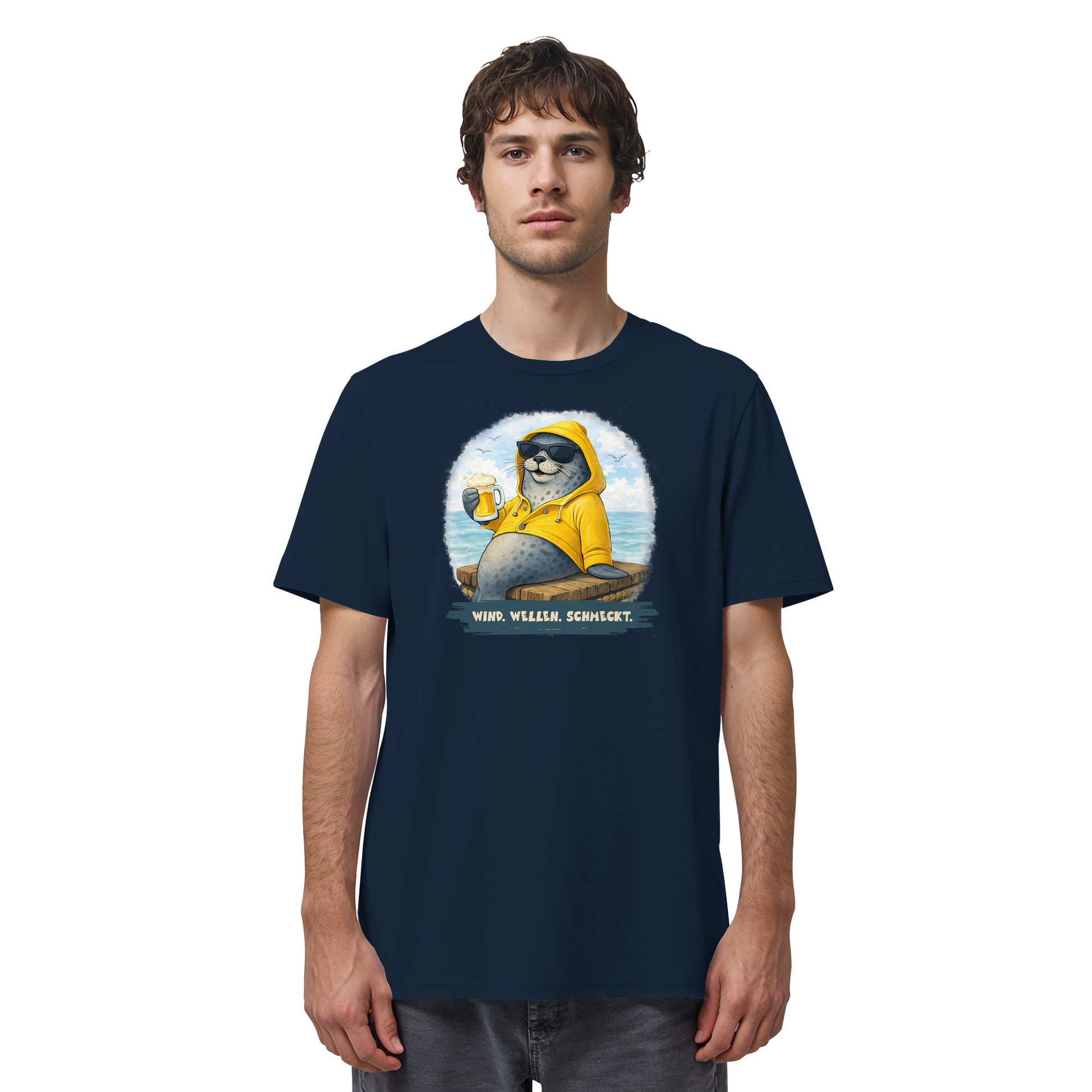 Robbe chillig mit Bier - Organic Shirt
