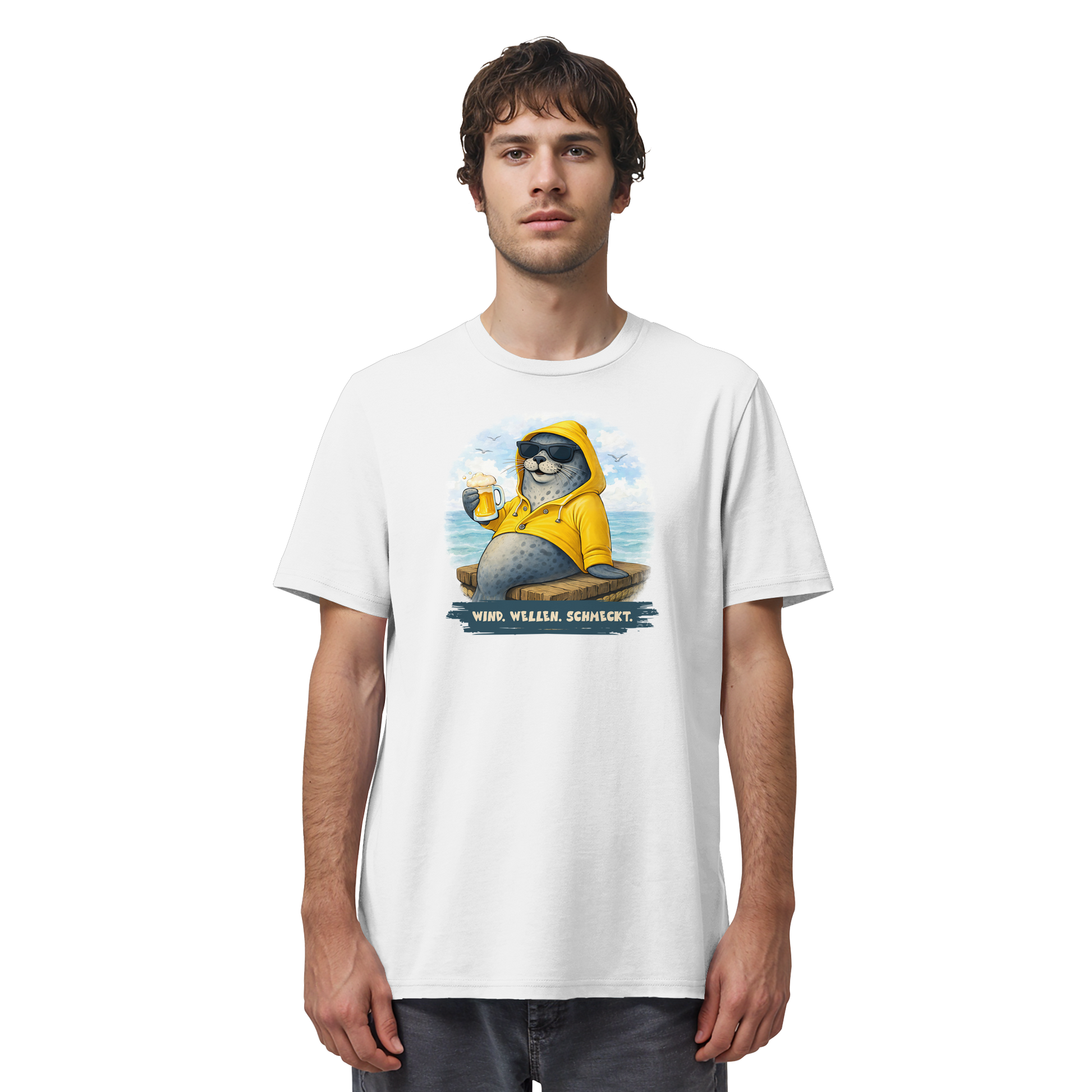 Robbe chillig mit Bier - Organic Shirt