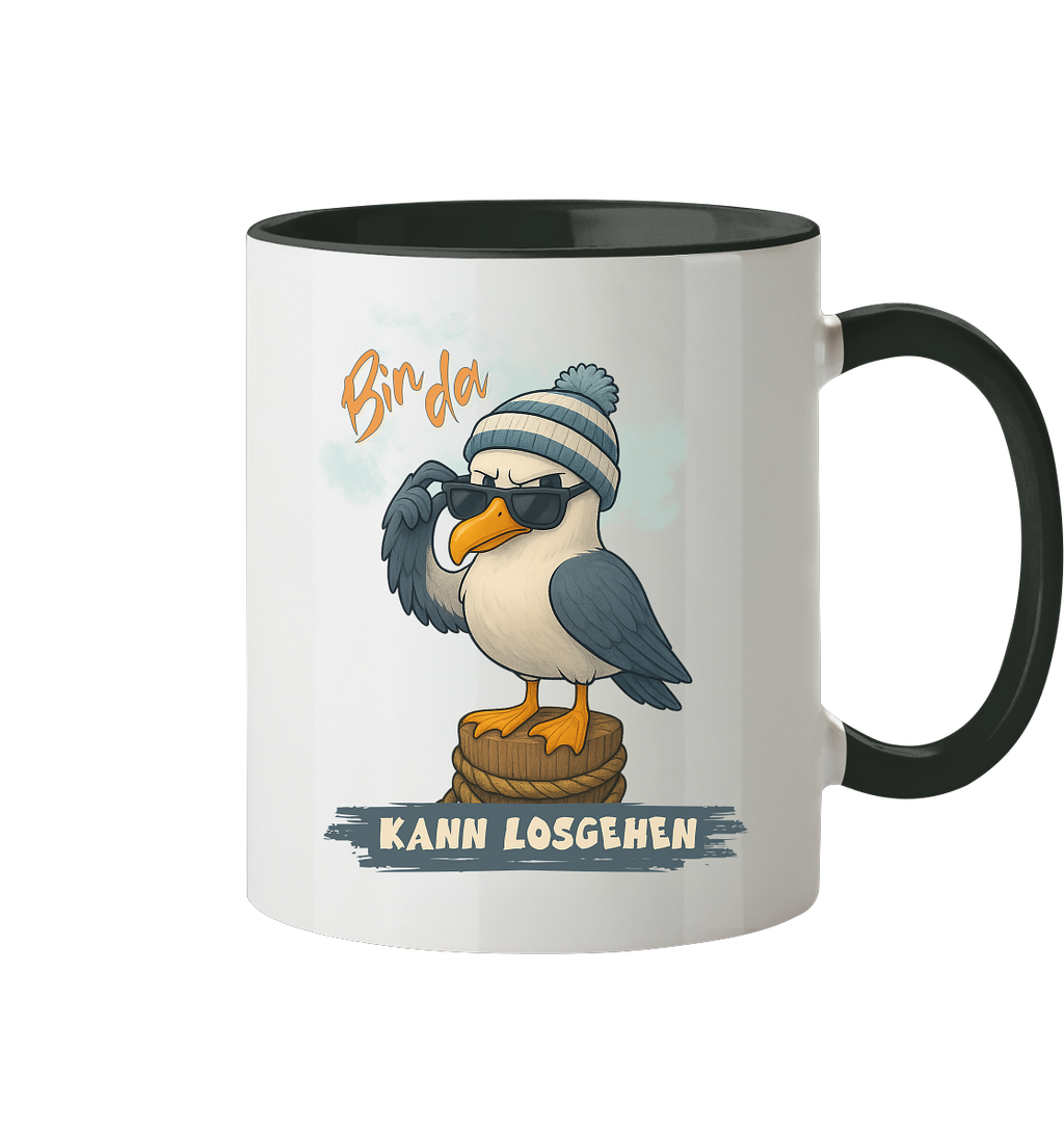 Bin da - kann losgehen - Tasse zweifarbig