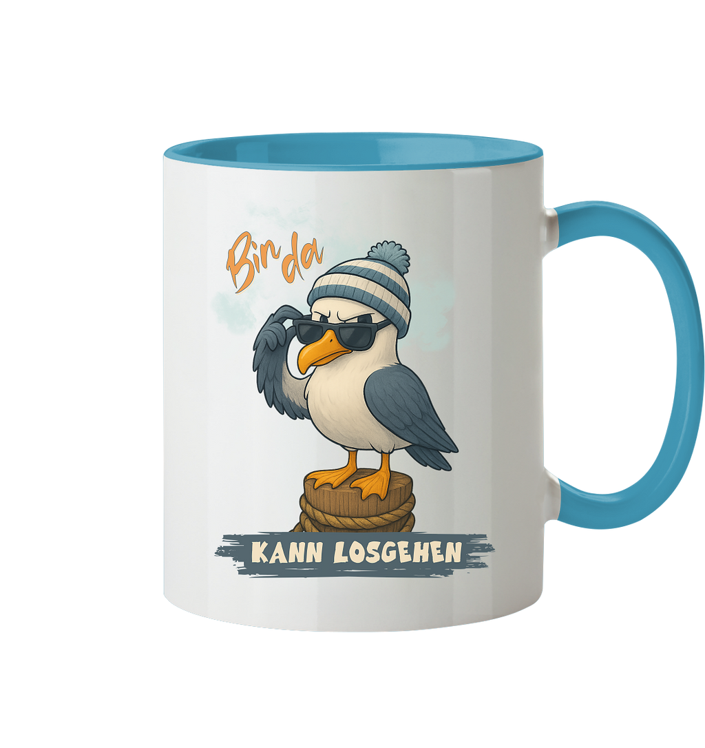 Bin da - kann losgehen - Tasse zweifarbig