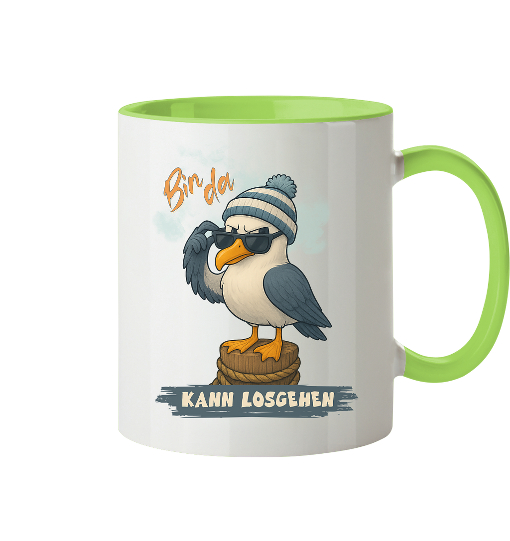 Bin da - kann losgehen - Tasse zweifarbig