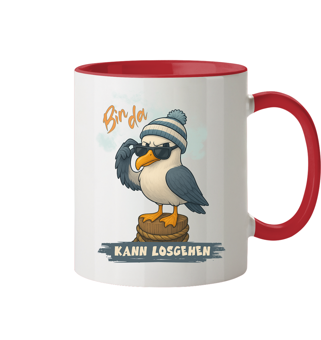Bin da - kann losgehen - Tasse zweifarbig