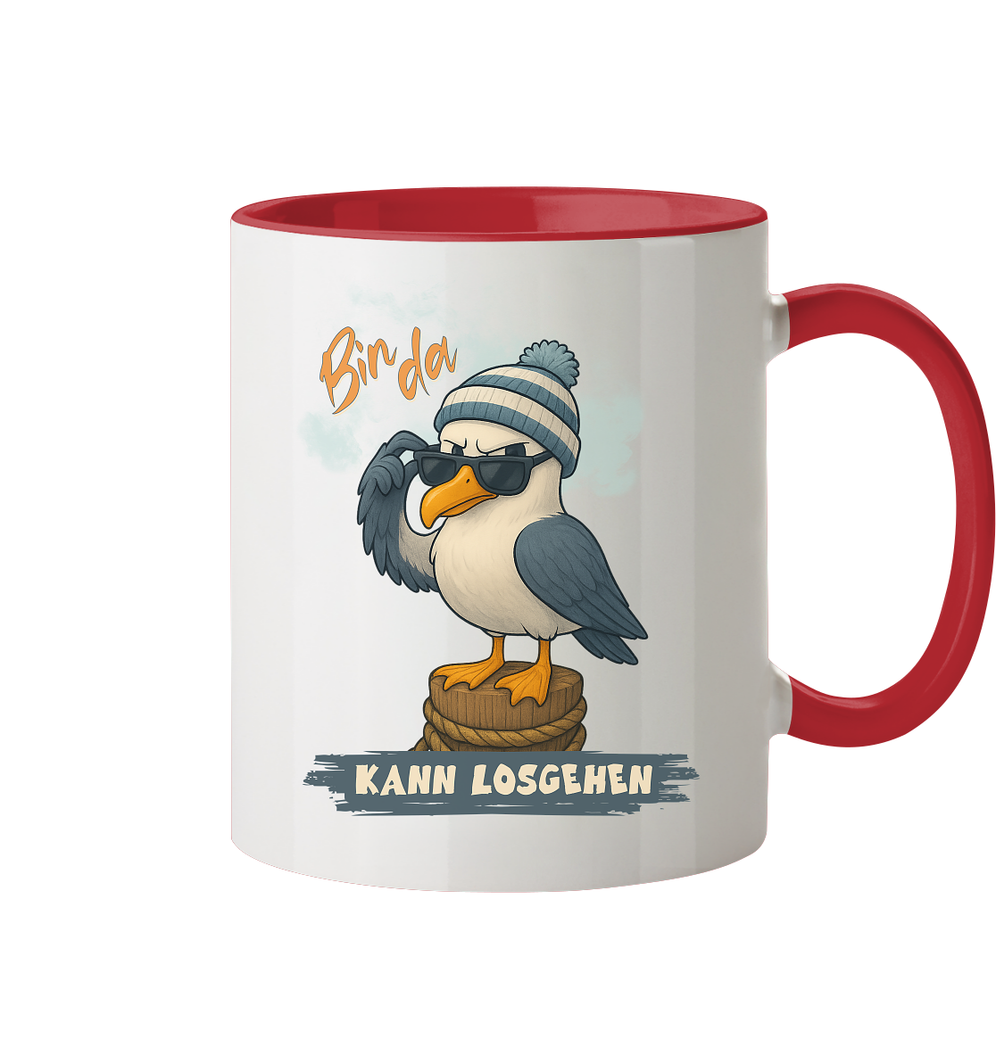 Bin da - kann losgehen - Tasse zweifarbig