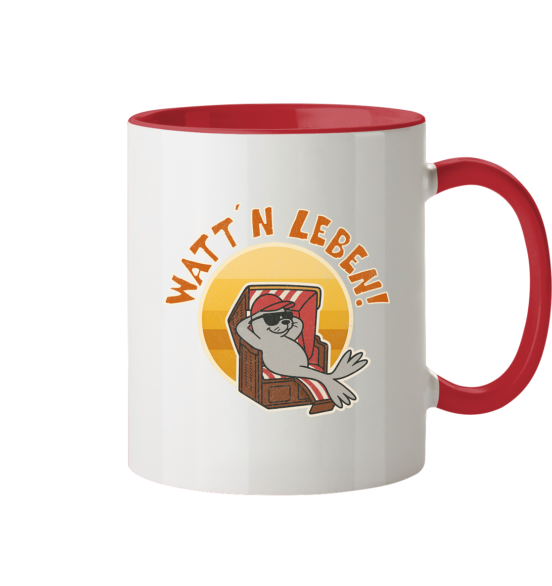 Watt´n Leben! Retro-Design Chill-Robbe im Strandkorb - Tasse zweifarbig