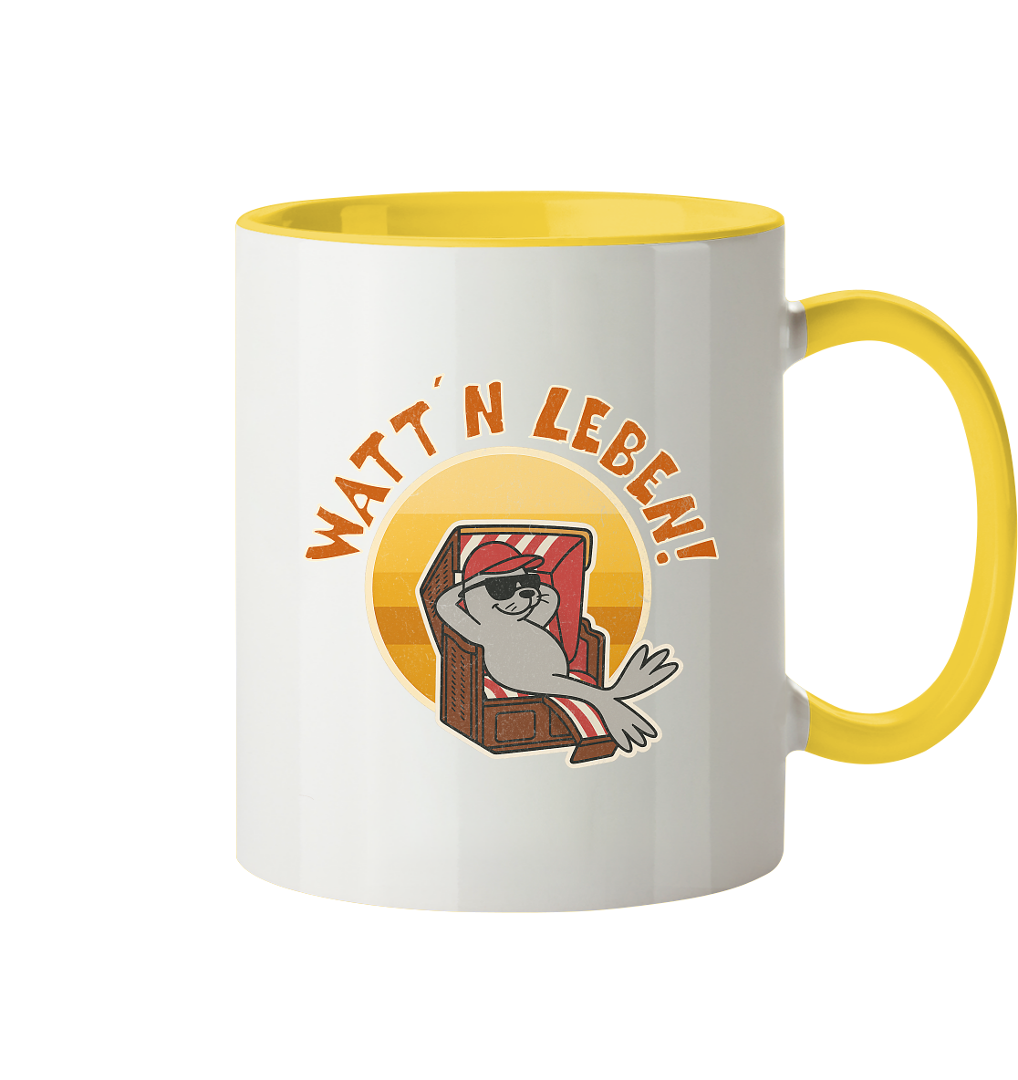 Watt´n Leben! Retro-Design Chill-Robbe im Strandkorb - Tasse zweifarbig