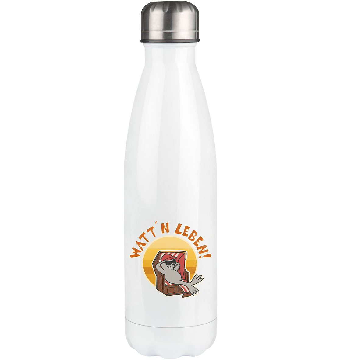 Watt´n Leben! Retro-Design Chill-Robbe im Strandkorb - Thermoflasche 500ml